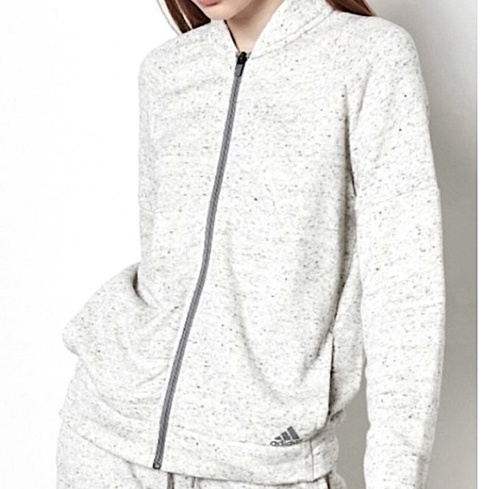 Adidas Full Zip Up Soft Jersey Jacket Pockets